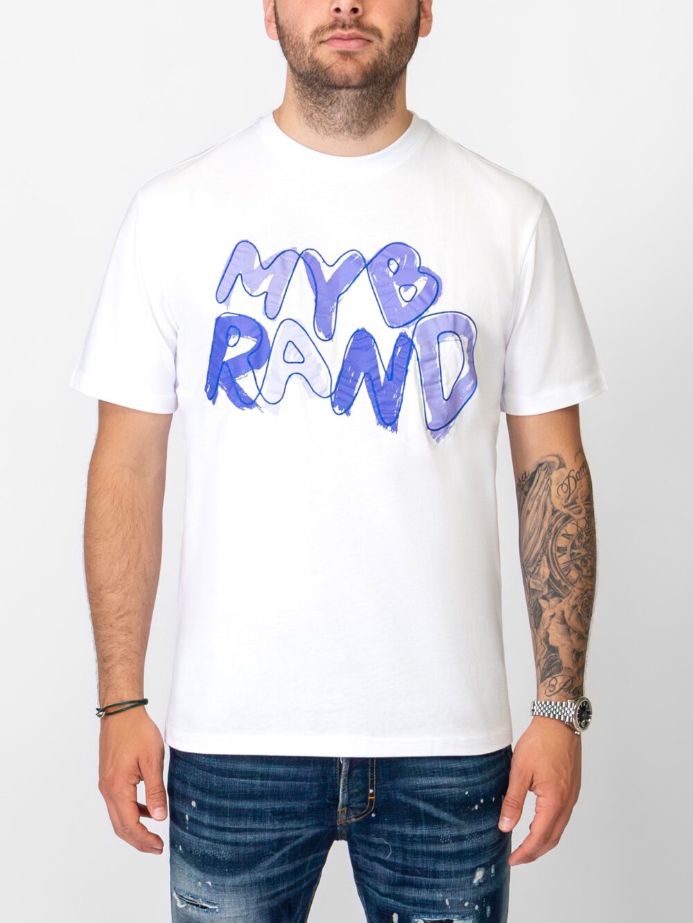 MY BRAND BLUE PAINTED T-SHIRT | WHITE