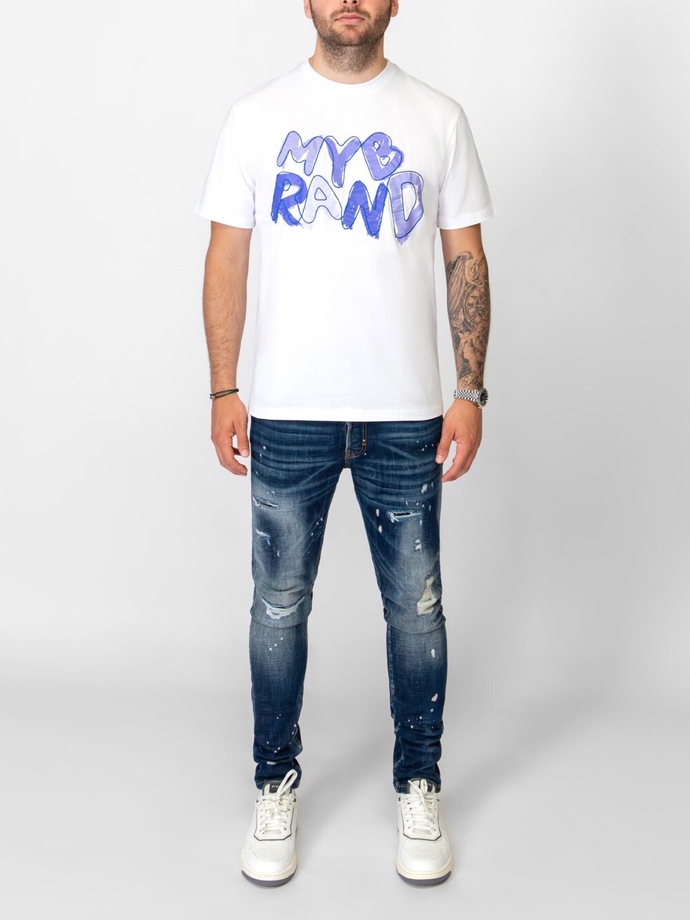 MY BRAND BLUE PAINTED T-SHIRT | WHITE - Image 2