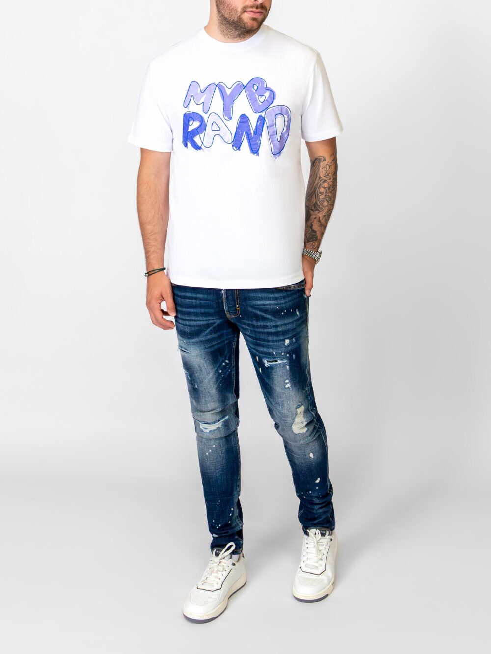 MY BRAND BLUE PAINTED T-SHIRT | WHITE - Image 3