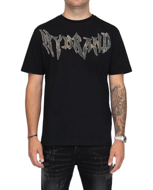 MYBRAND Winged Emblem Sparkle Tee Black | BLACK