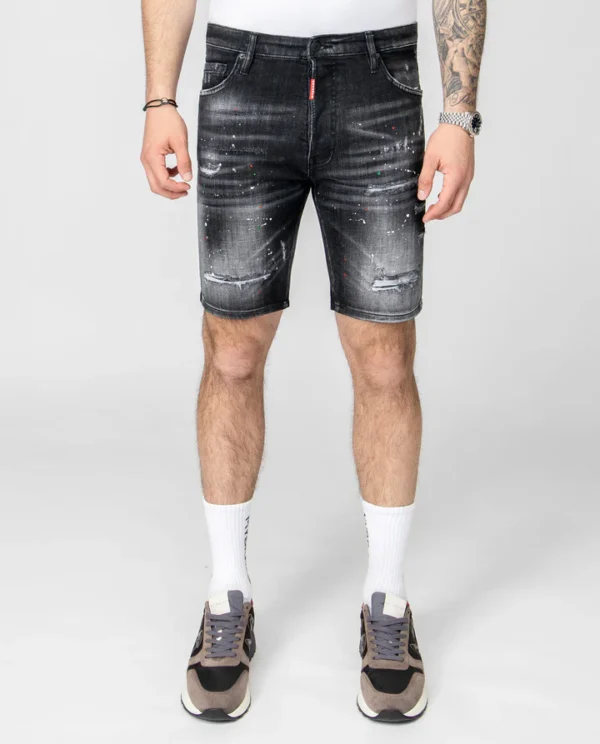 MYBRAND RED PAINT SHORT JEANS | BLACKJEANS