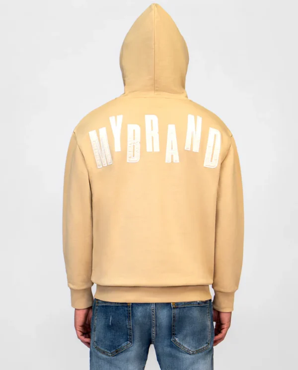 MYBRAND SILK LETTERING HOODIE | BEIGE